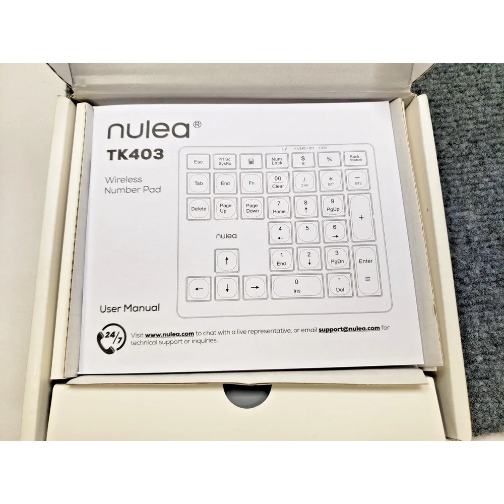 Bluetooth & 2.4G Number Pad, Rechargeable Wireless Numeric Keypad, Slim Silent